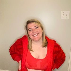 Red camo cropped jacket